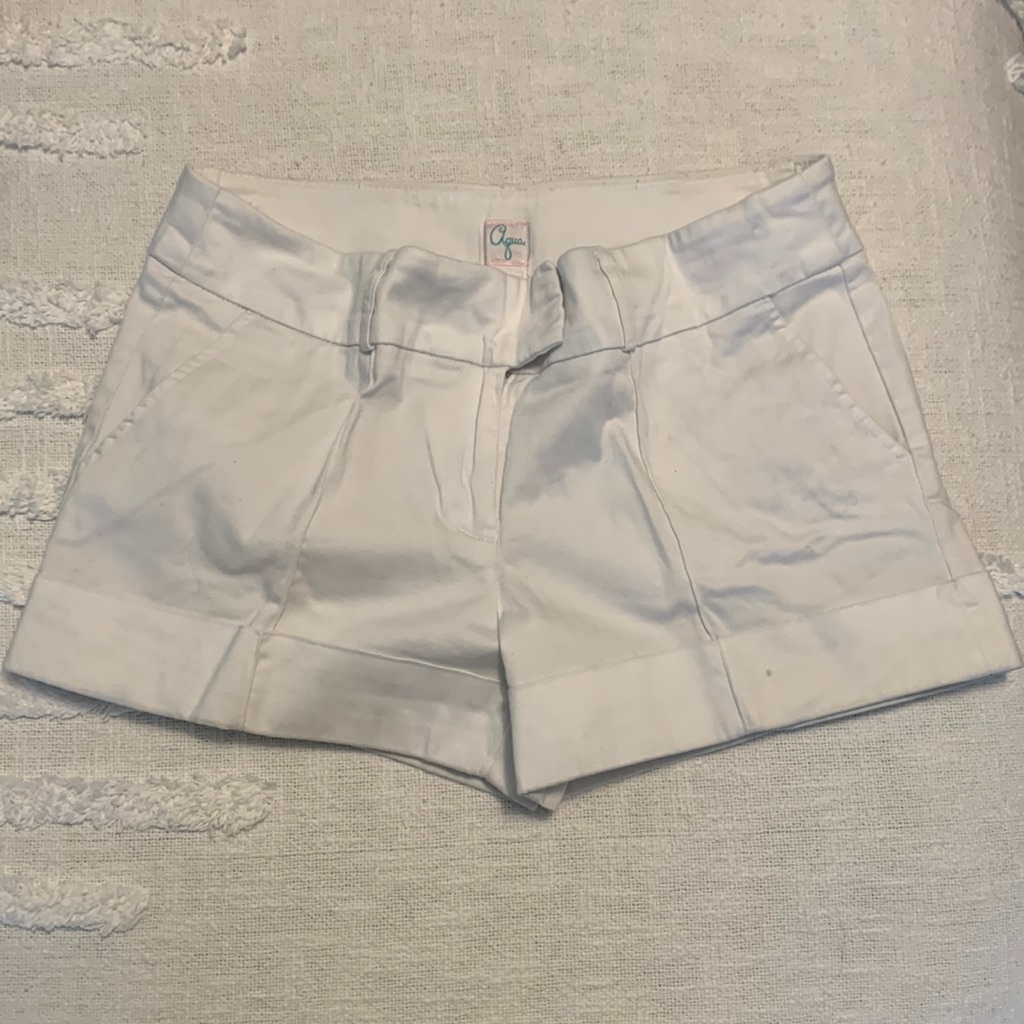 Aqua White Cuffed Shorts